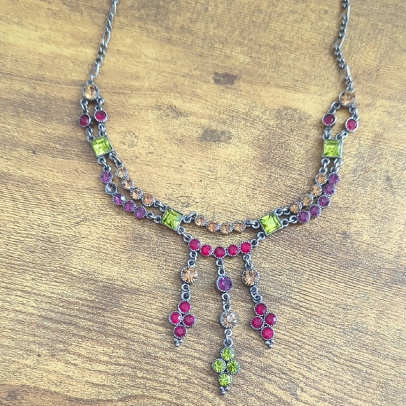 Multicolor Rhinestone Necklace - Picture 2 of 3